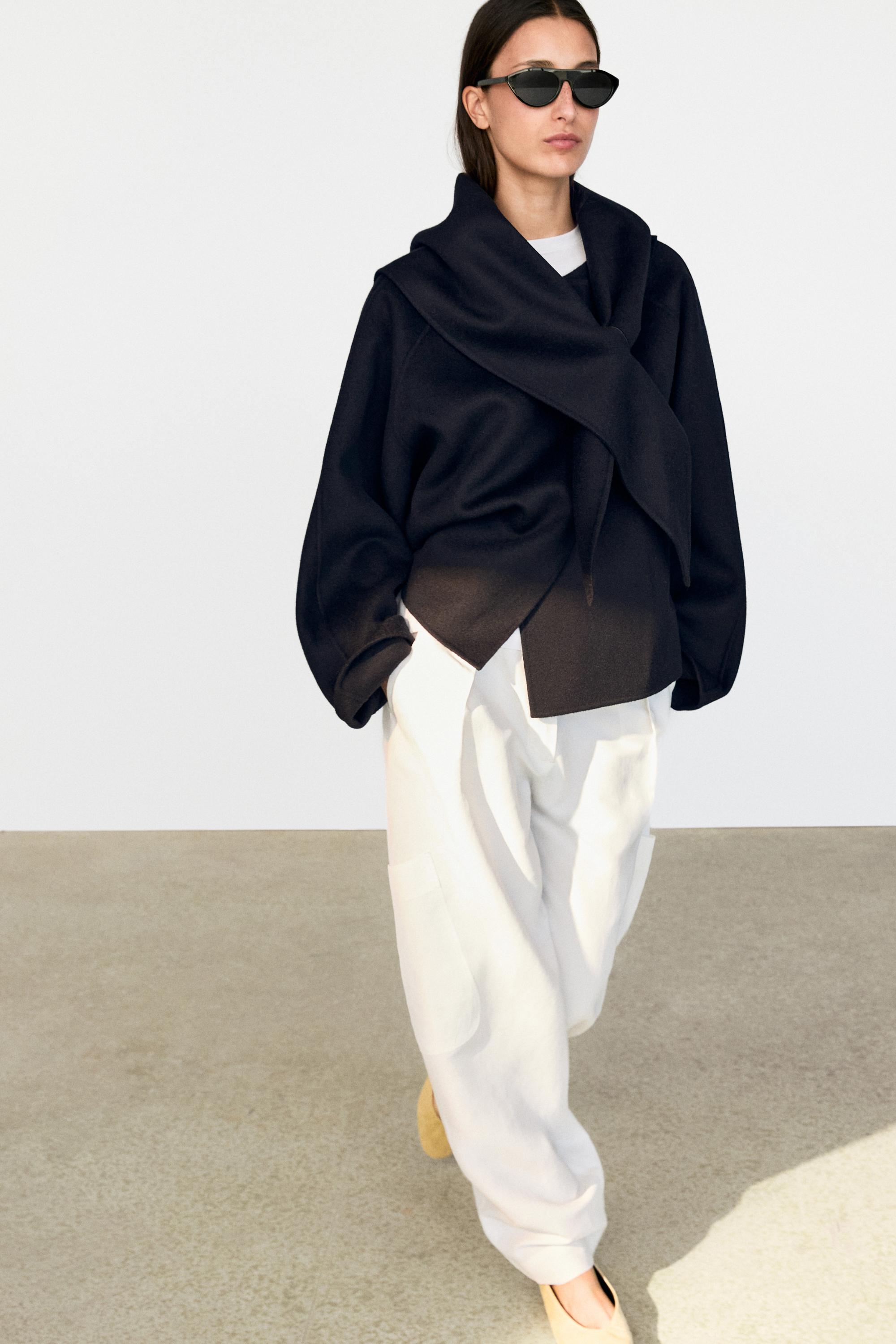 Short coat with scarf detail